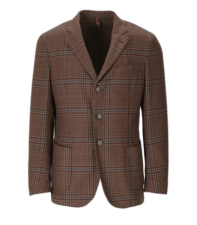 Santaniello Brown Tartan Single-breasted Jacket