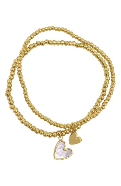 Adornia 2-pack Heart Ball Bracelets In Gold