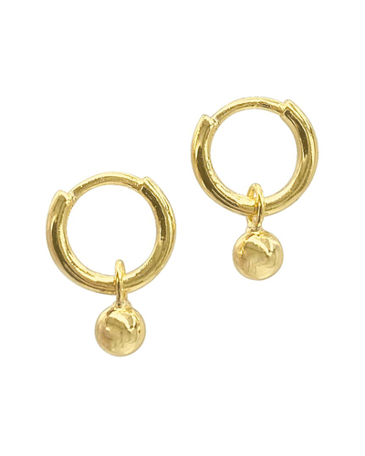 Adornia 14k Gold Plated Ball Drop Huggie Hoop Earrings In Yellow