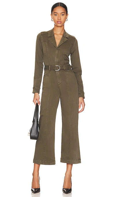 Paige Belted Anessa Jumpsuit In Vintage Brushed Olive