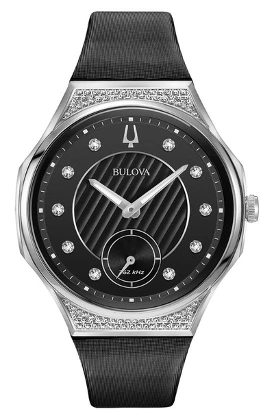 Bulova Curv Chronograph Leather Bracelet Watch, 40.5mm In Silver