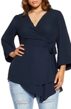 City Chic Trendy Plus Size Shibara Vibes Top In Navy