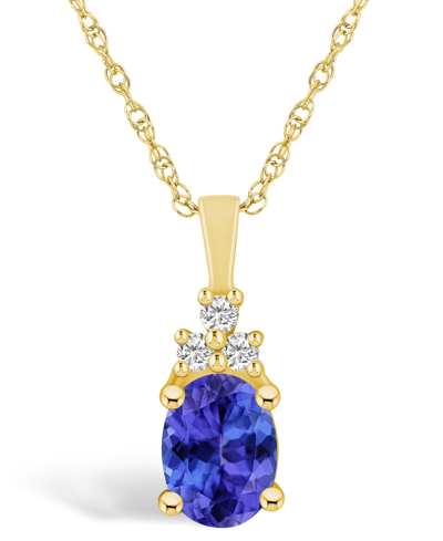 Macy's Tanzanite (1-1/4 Ct. T.w.) And Diamond (1/10 Ct. T.w.) Pendant Necklace In Gold