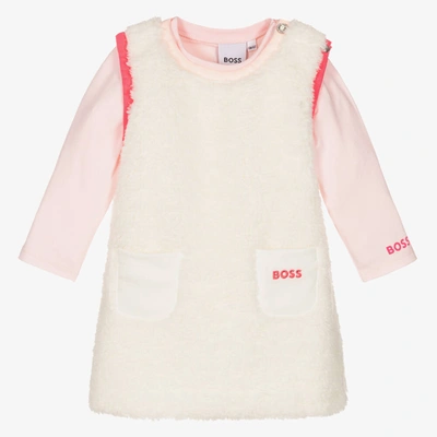 Hugo Boss Babies' Boss Girls Pink & Ivory Dress Set
