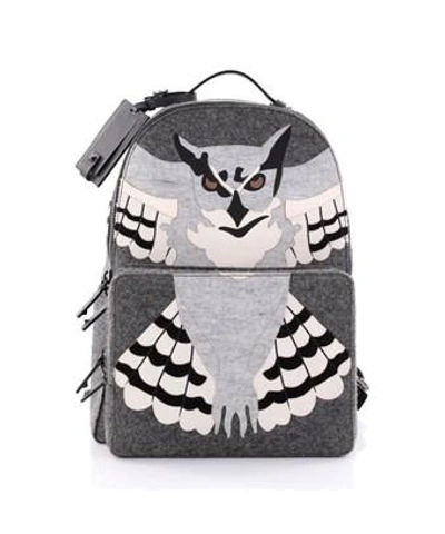 Valentino Garavani Owl Print Backpack In Grey