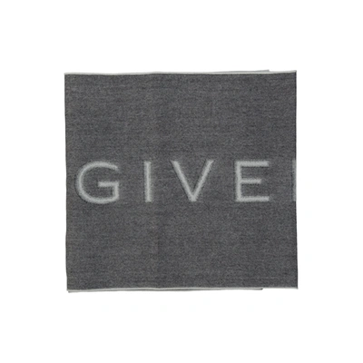 Givenchy Logo Wool Scarf In Gray