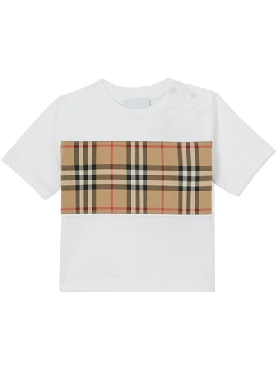 Burberry Childrens Vintage Check Panel Cotton T-shirt In White