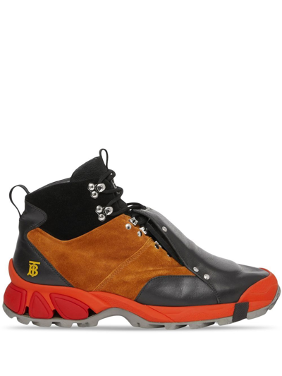 Burberry Leather And Suede Tor Boots In Multicolor
