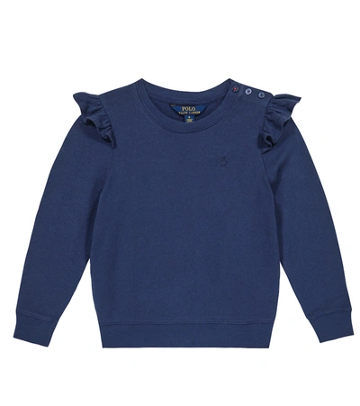 Polo Ralph Lauren Kids' Ruffled Cotton Sweatshirt In Rustic Navy