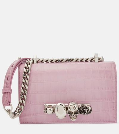 Alexander Mcqueen Jewelled Satchel Small Leather Crossbody Bag In Antic Pink