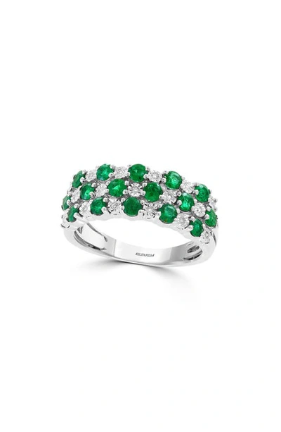 Effy 14-karat White Gold Emerald & Diamond Ring In Green