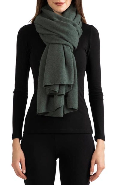 Amicale Cashmere Travel Wrap Scarf In Dark Green