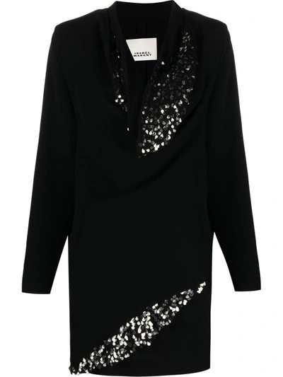 Isabel Marant Lazeli Sequin-embellished Long-sleeve Dress In Black