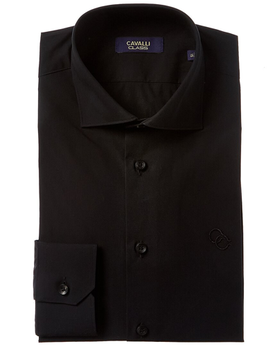 Cavalli Class Slim Fit Dress Shirt In Black