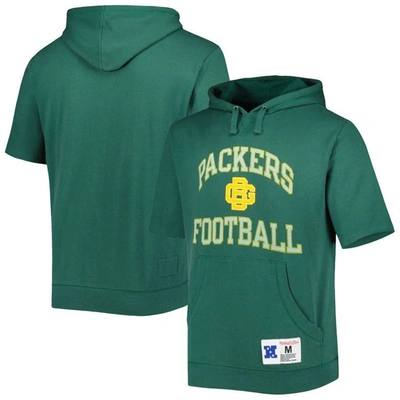 Mitchell & Ness Men's  Green Green Bay Packers Washed Short Sleeve Pullover Hoodie
