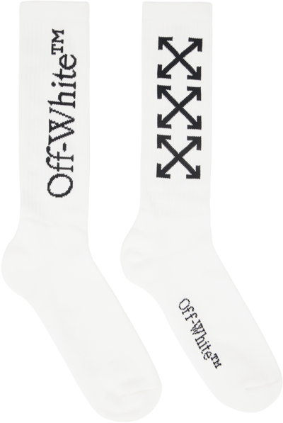 Off-white White Logo Socks In White Black
