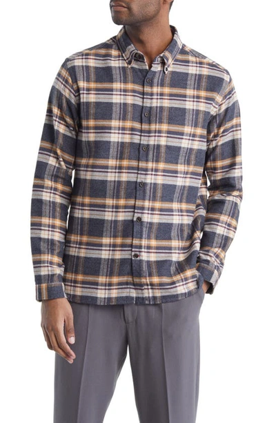 Oliver Spencer Brook Plaid Organic Cotton Flannel Button-down Shirt In Neutrals