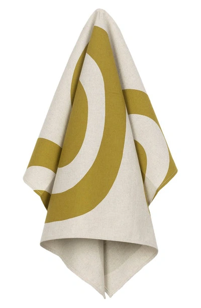 Marimekko Melooni Kitchen Towel In Linen/ Olive
