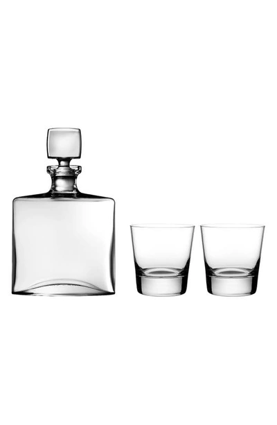 Nude Square & Rocks V Whiskey Bottle & 2 Tumblers Set In Clear