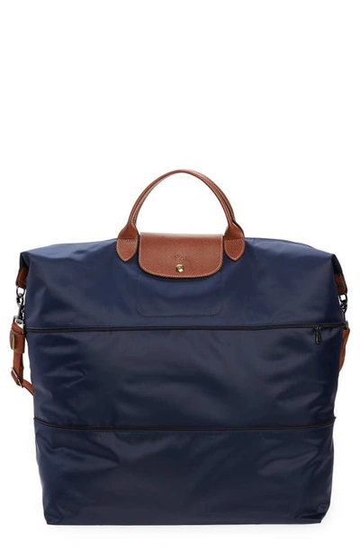 Longchamp Le Pliage Expandable Travel Bag In Blue
