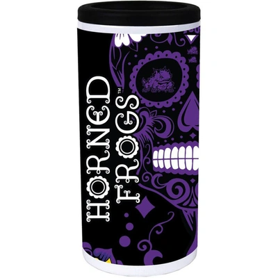 Indigo Falls Tcu Horned Frogs Dia Stainless Steel 12oz. Slim Can Cooler In White