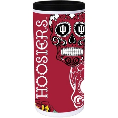 Indigo Falls Indiana Hoosiers Dia Stainless Steel 12oz. Slim Can Cooler In White