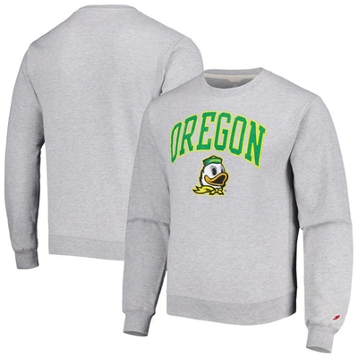 League Collegiate Wear Heather Gray Oregon Ducks 1965 Arch Essential Fleece Pullover Sweatshirt