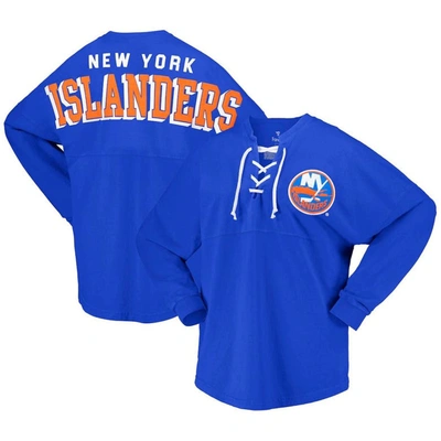 Fanatics Branded Royal New York Islanders Spirit Lace-up V-neck Long Sleeve Jersey T-shirt