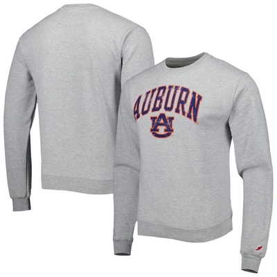 League Collegiate Wear Heather Grey Auburn Tigers 1965 Arch Essential Fleece Pullover Sweatshirt
