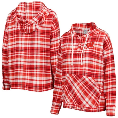 Concepts Sport Red Wisconsin Badgers Mainstay Plaid Pullover Hoodie
