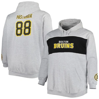 Profile Men's David Pastrnak Heather Gray Boston Bruins Big And Tall Player Lace-up Pullover Hoodie