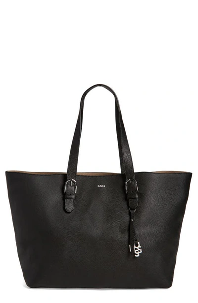 Hugo Boss Scarlet Leather Shopper Bag In Black