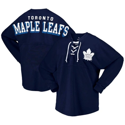 Fanatics Branded Navy Toronto Maple Leafs Spirit Lace-up V-neck Long Sleeve Jersey T-shirt