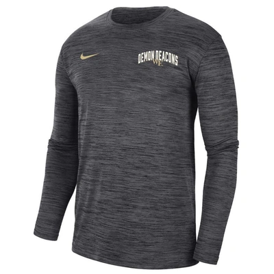 Nike Black Wake Forest Demon Deacons Velocity Team Issue Space-dye Long Sleeve T-shirt