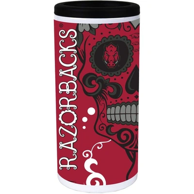 Indigo Falls Arkansas Razorbacks Dia Stainless Steel 12oz. Slim Can Cooler In White