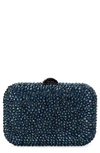 Olga Berg Casey Hot Fix Crystal Clutch In Blue