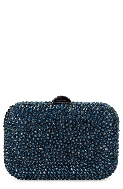 Olga Berg Casey Hot Fix Crystal Clutch In Blue