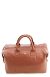 Royce New York Personalized Leather Duffle Bag In Tan- Gold Foil