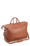Royce New York Personalized Weekend Leather Duffle Bag In Tan- Gold Foil