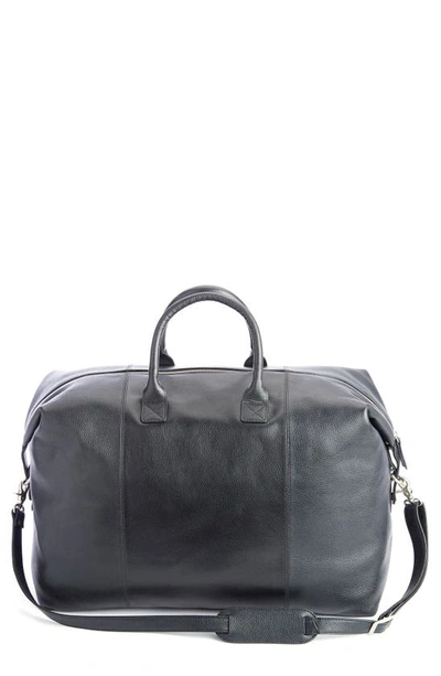 Royce New York Personalized Weekend Leather Duffle Bag In Black- Silver Foil