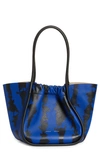 Proenza Schouler Large Ruched Leather Tote In Ultramarine/ Black