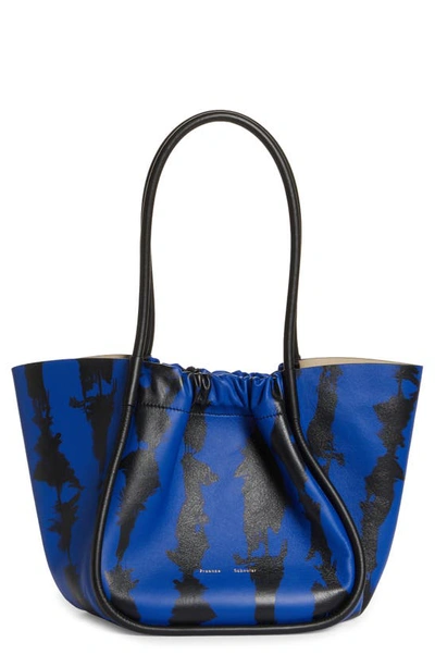 Proenza Schouler Large Ruched Leather Tote In Ultramarine/ Black