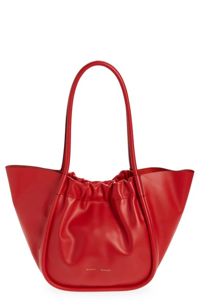 Proenza Schouler Large Ruched Leather Tote In Scarlet