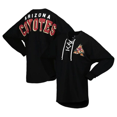 Fanatics Branded Black Arizona Coyotes Spirit Lace-up V-neck Long Sleeve Jersey T-shirt