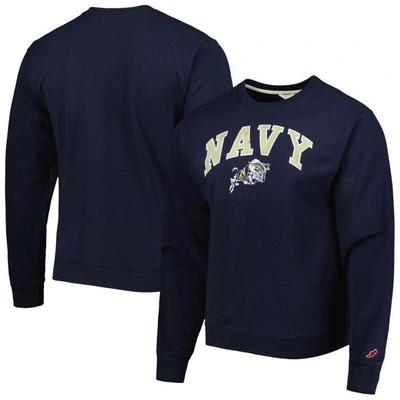 League Collegiate Wear Navy Navy Midshipmen 1965 Arch Essential Fleece Pullover Sweatshirt In Black