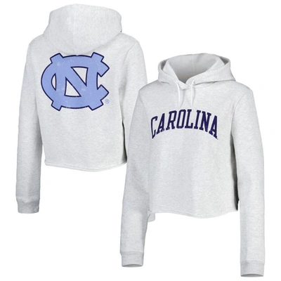 League Collegiate Wear Ash North Carolina Tar Heels 2-hit 1636 Cropped Pullover Hoodie