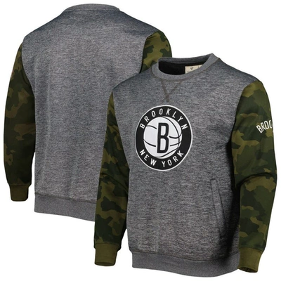 Fanatics Branded Heather Charcoal Brooklyn Nets Camo Stitched Sweatshirt