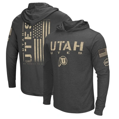Colosseum Charcoal Utah Utes Team Oht Military Appreciation Hoodie Long Sleeve T-shirt