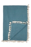 Crane Baby Muslin Blanket In Blue