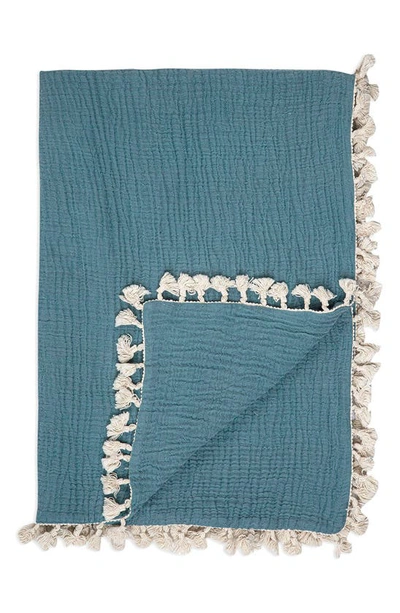 Crane Baby Muslin Blanket In Blue
